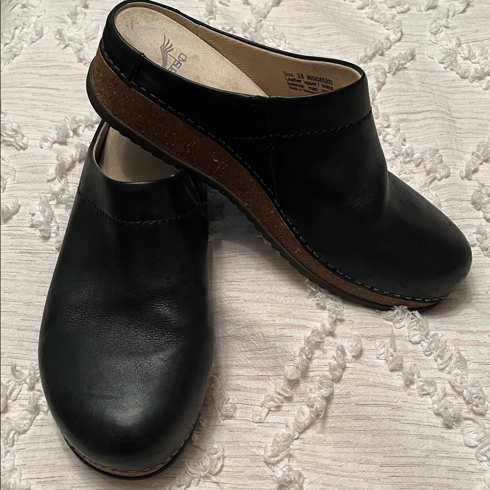 Dansko Mariella Black Leather Clogs